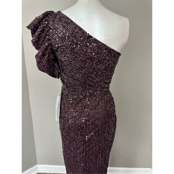 MAC DUGGAL EMBELLISHED PUFF ONE SHOULDER GOWN - Picture 8 of 12